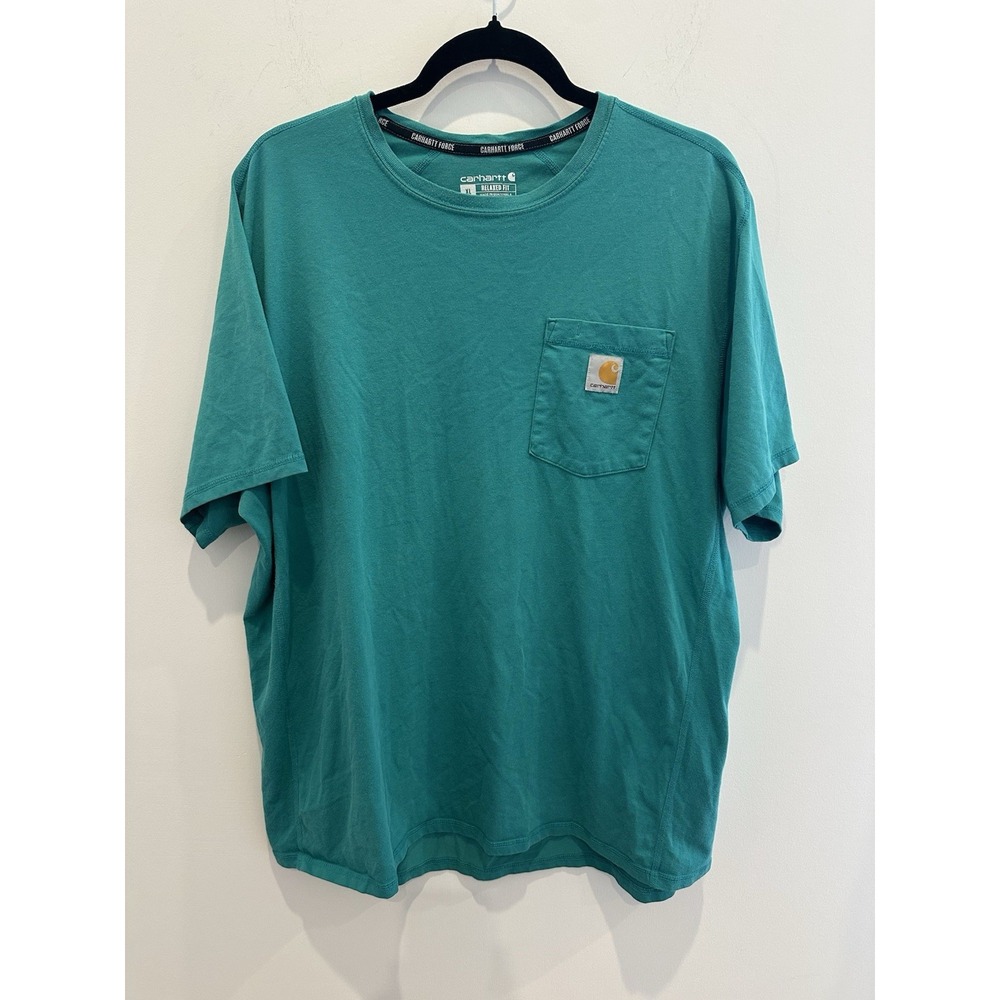 Carhartt Force Teal Pocket T-Shirt Mens Size XL Relaxed Fit Short Sleeve Top